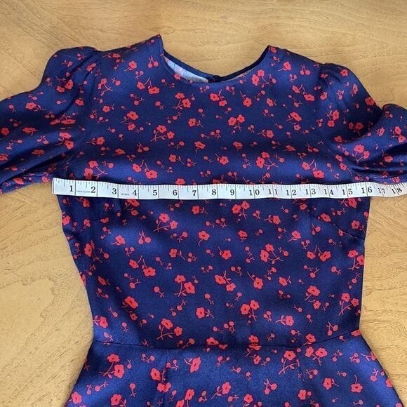 Reformation Navy and Red Zelda Floral Midi Dress w/ Thigh Split Size 2 Sold Out - Picture 11 of 16